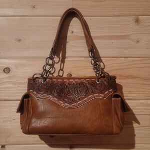 Trinity Ranch Tooled Collection Concealed Carry Satchel Size 13x8x5